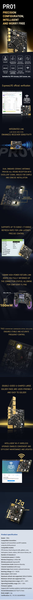 Flysky FPV Drone Receiver PR01 ELRS 2.4G Receiver