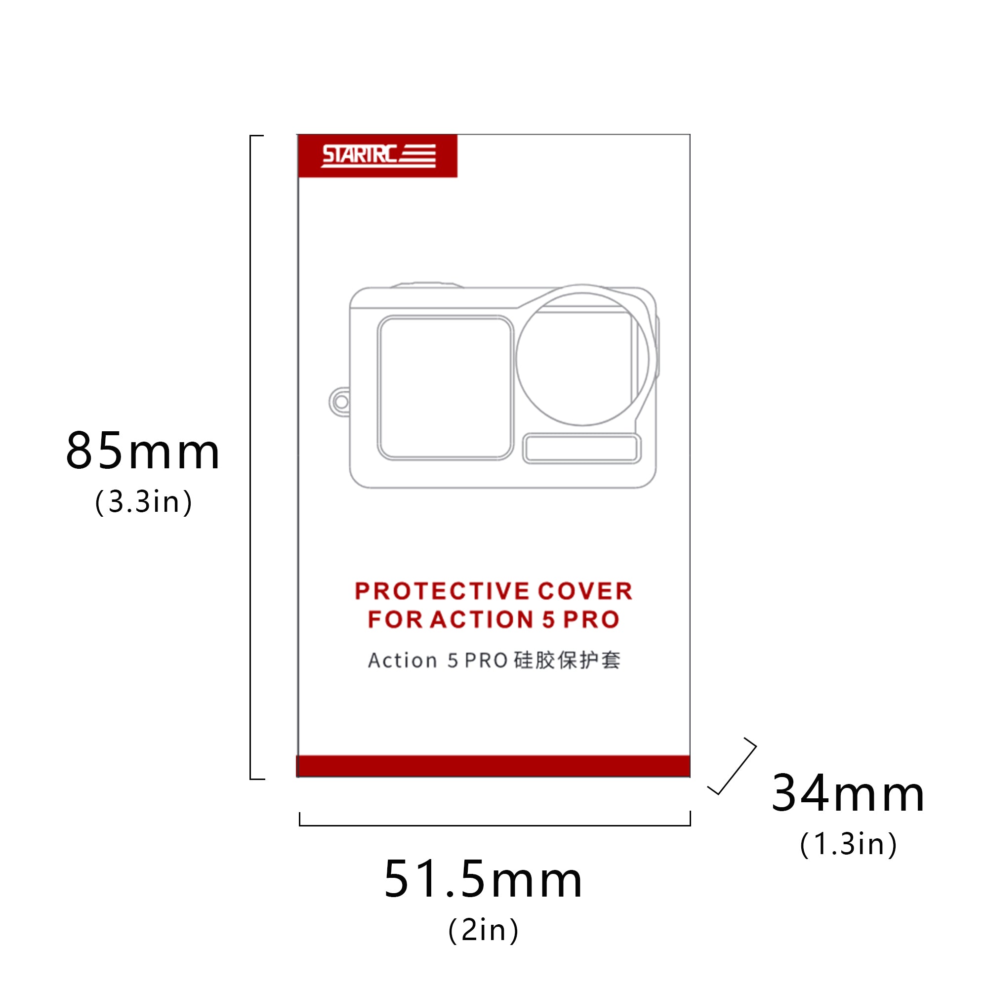 STARTRC Silicone Protective Case with Lens Cap Kit for DJI Action 5 Pro