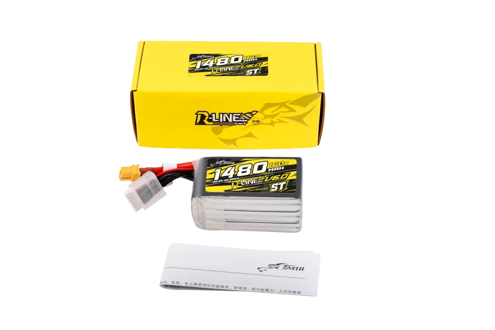 Tattu R-Line Version 6.0 1480mAh 160C 6S 22.2V ST Lipo Battery Pack with XT60 Plug