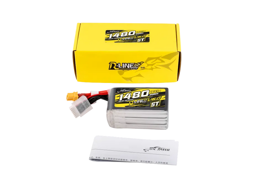 Tattu R-Line Version 6.0 1480mAh 160C 6S 22.2V ST Lipo Battery Pack with XT60 Plug