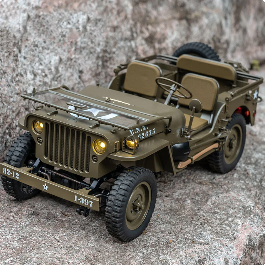 Fms Soarsky RC Car 1/12 1941 MB Scaler Willys Jeep télécommande chenille 