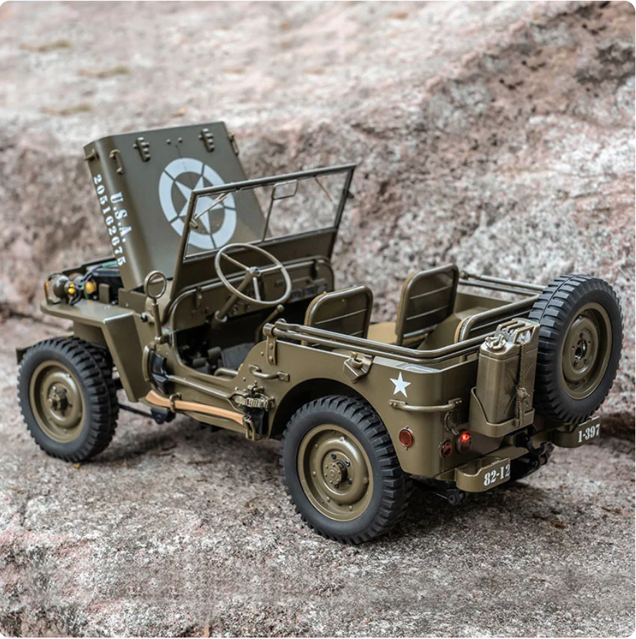 Fms Soarsky RC Car 1/12 1941 MB Scaler Willys Jeep télécommande chenille 