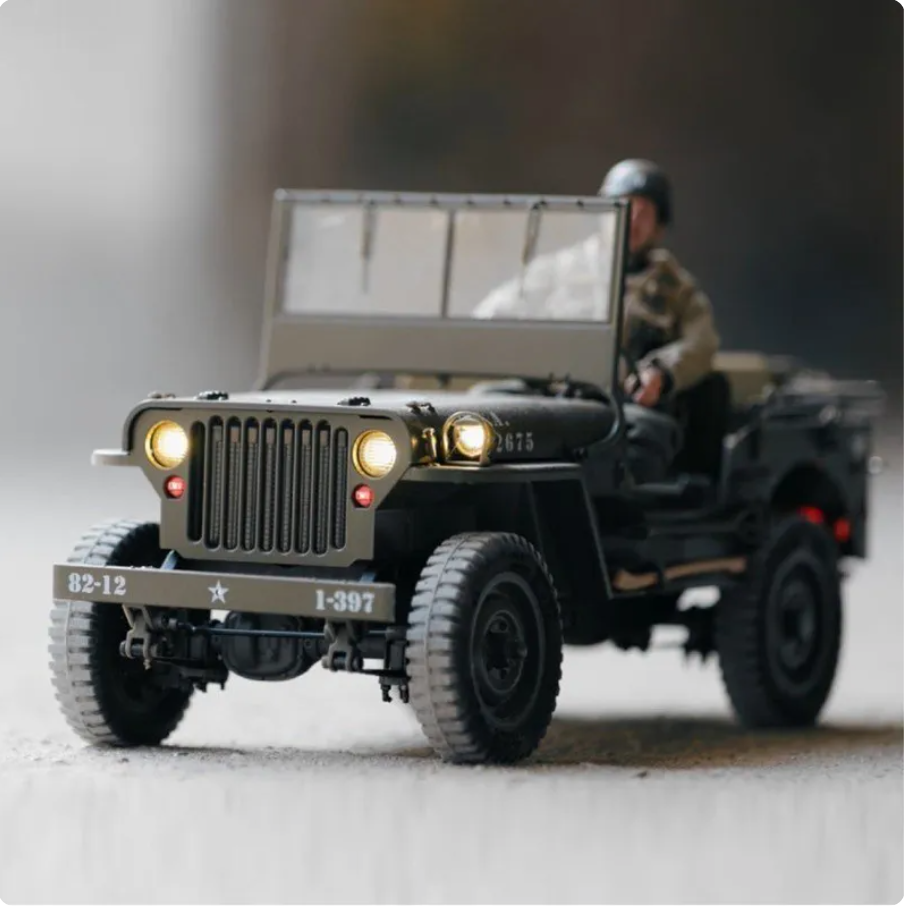 Fms Soarsky RC Car 1/12 1941 MB Scaler Willys Jeep télécommande chenille 