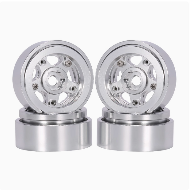 4pcs 1.0-inch Aluminum CNC Rims and Tires for 1/18 TRX4M, 1/24 SCX24, AX24, FCX24