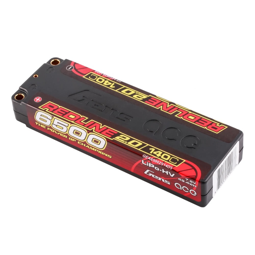 Gens Ace 6500mAh 2S 7.6V 140C HardCase 57# Redline 2.0 Series Lipo Battery With 5.0mm Bullet