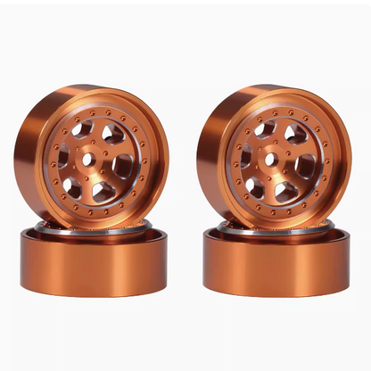 4pcs 1.3-inch aluminum alloy six-hole wheels with weighted weight, suitable for TRX4M defender original car tire skin SCX24 AX24