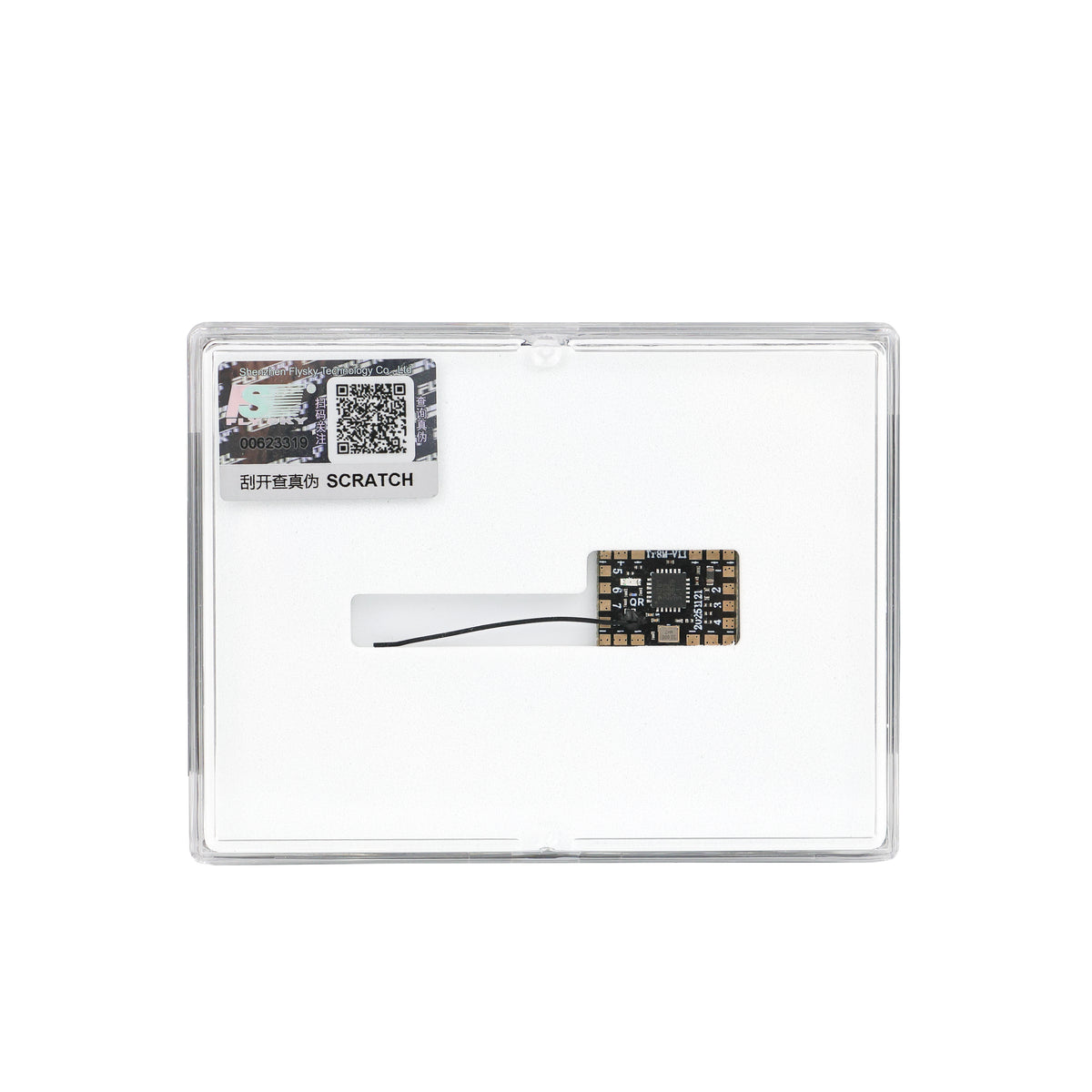 FlySky Tr8M 8-channel AFHDS 3 micro receiver board with antenna on white background | SoarSky