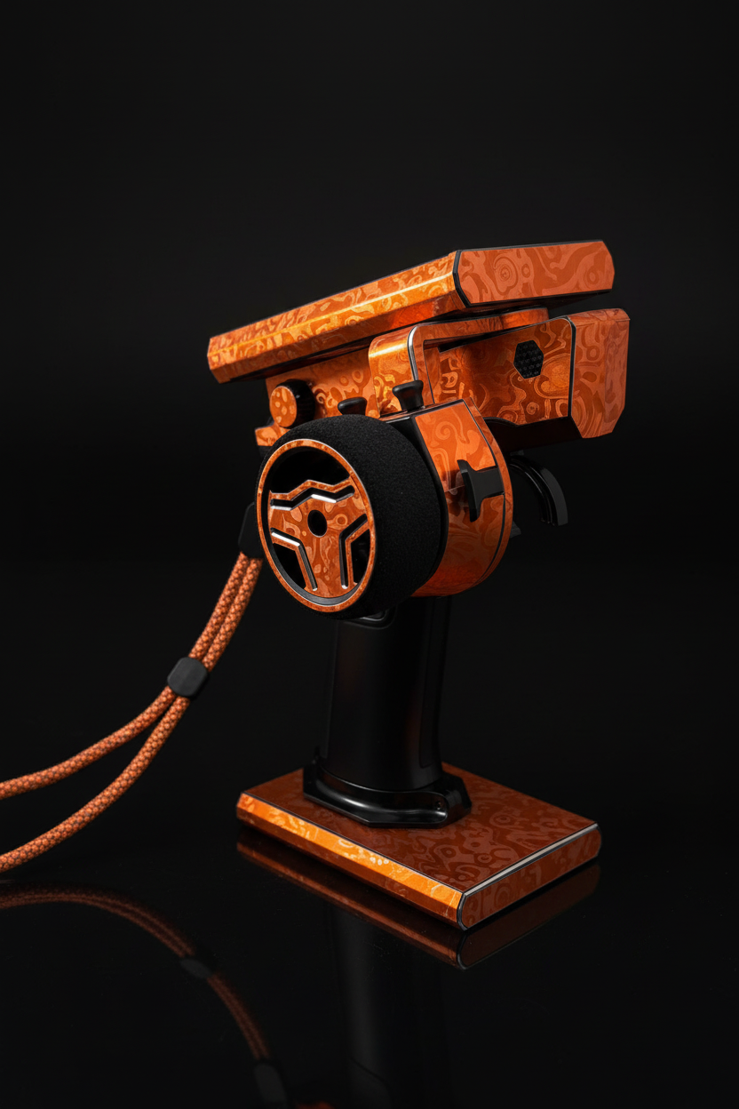 Flysky Noble Carbon Fiber orange Iridescent RC Radio Skin Remote Stickers Wrap Matching Color Lanyard Included