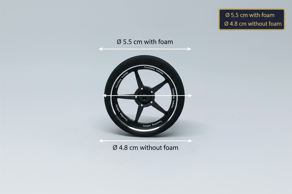 Flysky NB4 Pro+ L-size steering wheel diameter with and without foam | SoarSky