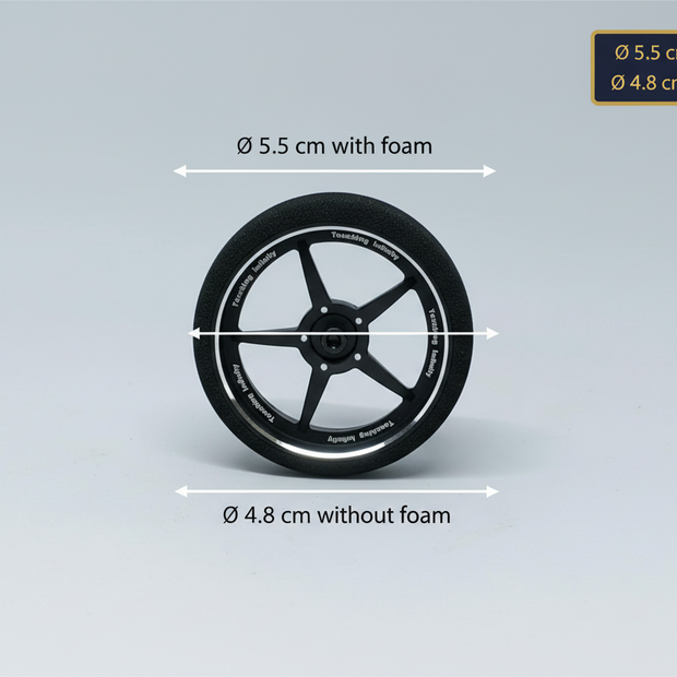 Flysky NB4 Pro+ L-size steering wheel diameter with and without foam | SoarSky